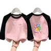Camiseta Básica Manga Longa Patchwork de Fleece com Gola Redonda para Meninas Camada Base Outono Inverno Moda para Crianças Médias e Grandes Camada Interna Quente Top Versátil