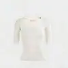 Suéter de malha com decote em V estilo francês, manga três quartos, moda feminina, nova coleção verão 2026, top blusa base slim fit