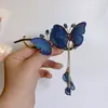 Acessórios de Cabelo Borboleta com Franja Estilo Chinês Parte de Trás da Cabeça Senso de Luxo Presilha Grande Fecho de Sapo Clipe Torcido Fashion