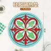 Tapete de Tigela Doméstico em Formato de Flor Retro Tapete de Isolamento Estilo Europeu para Mesa de Jantar Tapete Anti-queimadura para Panela Tapete de Prato de Cerâmica Anti-atrito para Mesa