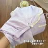 Pijama de Estilo Primavera y Otoño para Mujer, Conjunto de Dos Piezas de Pantalón Corto de Algodón Nube para Verano, Estilo Delgado Simple Estilo Princesa Ropa de Casa