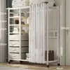 Guarda-roupa para uso doméstico no quarto, guarda-roupa simples para moradia alugada, armário de armazenamento durável, guarda-roupa de metal montado econômico