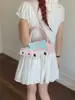 Bolsa Fofa com Laço para Meninas, Bolsa Exquisita Estilo Coreano com Pingente de Desenho Animado, Bolsa de Ombro Cruzada