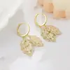 Brinco de Gancho com Borla de Folhas Full Diamond Super Flash da Indústria Pesada Europeia e Americana Moda Luxo Leve Sentido de Alto Padrão Celebridade da Internet Explosivo Joia de Orelha Versátil
