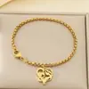 Moderna y Dulce Multi-Estilo Corazón Hueco Forma de Corazón Cadena de Perlas para Padres e Hijos de Cintura Alta Día de la Madre Acero Inoxidable Pulsera para Mamá