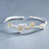 Temperamento Diseño Estilo Chino Simple y Fresco Plata Esterlina S925 Ramas Flor de Cerezo Pulsera Pulsera Abierta para Mujer Regalo Artístico