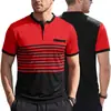 Verano Transfronterizo Ebay Camisa Polo de Manga Corta para Hombre con Estampado de Rayas Camiseta de Manga Corta Casual de Negocios Polo para Exteriores