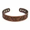 Pulsera Magnética Martillada de Amazon, Brazalete Magnético Abierto Ajustable, Color Cobre Rojo Vintage, Accesorio Magnético Versátil