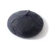 Gorro de Punto para Otoño e Invierno Color Sólido Artístico Retro Boina de Cachemira Moda Femenina Gorro de Pintor Cálido Engrosado Gorro para el Frío