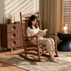 Mecedora perezosa de madera maciza retro transfronteriza francesa, sillón individual estilo americano para sala de estar y balcón