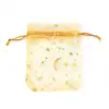 Bolsa com Cordão para Armazenamento de Joias Céu Estrelado Colorido, Bolsa de Embalagem para Presente de Organza com Cordão e Estampagem Dourada, Bolsa de Gaze com Cordão para Doces