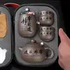 Conjunto de Chá Presente Conjunto de Chá Portátil para Viagem Zisha Vidro Copo Rápido Copo de Justiça Uma Panela Seis Copos Separação de Água e Chá Conjunto Completo