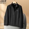 JEEP SPIRIT 24 Otoño Nueva Moda Suéter Cardigan Bordado para Hombre Moda Casual Cuello Top con Forro de Felpa