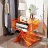 Mesa de Centro de Acrílico Transparente Mesa de Cabeceira de Luxo Leve Estante de Cabeceira Criativa Moderna Prateleira de Armazenamento para Quarto Mesa Lateral Prateleira de Armazenamento