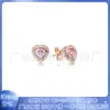 Pendientes de botón de margarita de cobre blanco plateado en oro rosa Pandora 925 serie flor Amor eterno moda pendientes versátiles
