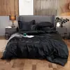 Amazon Comercio Exterior Transfronterizo Funda de Edredón Individual de Seda Lavada de Color Sólido, Sábana Ajustable y Sábana de Cama con Opciones de Etiqueta para Envío Directo y Negociación de Precios