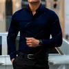 Camisa de Hombre Elástica Transfronteriza para Hombre 2026 Manga Larga Botones Corte Ajustado Tallas Grandes