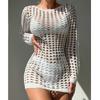AliExpress transfronteiriço Europa e Estados Unidos Nova blusa de biquíni protetor solar Sexy Slim Plaid texture pullover Hollow Beach