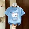 Camiseta de Verão Nova de Algodão Puro com Manga Curta Tendência para Meninas Jovens, Top de Verão Fofo Estilo Coreano