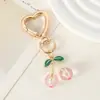 Llavero Transparente con Forma de Corazón de Fresa y Flor, para Bolsos Ins, Decoración de Llaves, Colgante para Coche