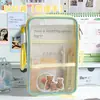 Bolsa sellada para documentos simple de malla A5, bolsa para guardar exámenes A4, bolso de mano transparente multicapa para estudiantes, bolso de mano en forma de L