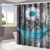 Cortina de ducha serie flores de madera transfronteriza, partición de separación de seco y húmedo para baño del hogar, cortina de ducha con impresión digital, cortina de ducha impermeable