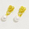 Accesorios de oro antiguos flor pequeña cuentas de la suerte cuentas colgante de perla incrustada colgante de flor de durazno colgante de la suerte decoración DIY