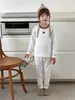 Conjunto de Ropa de Otoño para Niños Anmeiya, Algodón de Colores, Forro Polar Suave, Cintura Alta, Protección Abdominal, Cuello Alto, Puños, Ropa de Casa para Niños