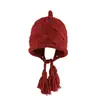 Sombrero Rojo con Borla de Año Nuevo Turismo del Oeste de Sichuan para Mujer Otoño e Invierno Festivo de Nicho Protección Tibia para los Oídos de Navidad Gorro de Punto Baotou