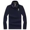 Estação de primavera e outono, camisa polo masculina de seda e algodão, disponível em várias cores sólidas, corte solto, efeito emagrecedor, adequada para negócios e deslocamento, manga longa