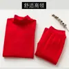 Pantalones de punto para hombre con cuello medio tipo "dad sweater" para personas de mediana edad y mayores, año de nacimiento, holgados, color rojo grande, ropa de otoño, pantalones largos