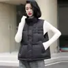 Moda Nova Outono/Inverno 2026 Colete de Algodão com Gola Alta Feminino Camada Quente Espessa Colete Colete Top Roupas Femininas Tendência