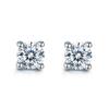 Brincos Stud de Ouro Banhado a Platina com Quatro Garras e Zircônia Sintética para Mulheres e Homens, Oito Corações e Oito Flechas Moissanite Simples Diamante Único Super Brilhante Modernos