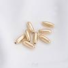 Aretes vintage de oro de 14K que conservan el color, con cuentas largas ovaladas huecas, hechos a mano, joyería, accesorios para pulsera y collar DIY