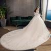 Vestidos de Novia Europeos y Americanos Transfronterizos Tallas Grandes Modelo Nuevo 2026 Cola Larga Cintura Media Espalda Descubierta de Ensueño Vestido de Novia de Manga Larga en Stock Almacén en el Extranjero