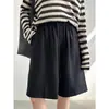 Pantalones Cortos Casuales de Estilo Old Money para Mujer, Hechos de Lyocell Tencel Lino, de Verano, Sueltos, de Cintura Alta, Pierna Ancha, de Longitud Media