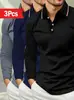 Camisa Polo de Manga Larga de 3 Piezas Talla Europea Transfronteriza para Hombre Camisa Casual de Negocios con Cuello Camisero Manga Larga Camiseta de Otoño para Usar Debajo