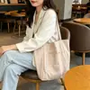 Bolsa de Lona Cuadros Dulce y Versátil Estilo Coreano, Bolso de Hombro de Gran Capacidad Estilo Perezoso, Bolso Diario Suave y Elegante para el Trabajo