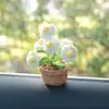Flor de lana tejida a mano terminada para Amazon, maceta mini, decoración para consola central del interior del coche, regalo