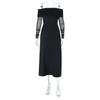 Vestido Negro Sexy de Hombro Descubierto con Espalda al Aire y Mangas Largas Transfronterizo Europeo y Americano 2025 Nuevo Estilo Transfronterizo Europeo y Americano Vestido Largo
