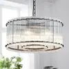Araña de cristal de cristal estilo minimalista americano para sala de estar y comedor, luz redonda retro de alta gama elegante para comedor, dormitorio, pasillo
