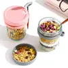 Copo de Aveia Overnight com Tampa Colher Copo para Smoothie Café da Manhã Tigela para Iogurte Copo para Cereal para Levar Lancheira de Frutas