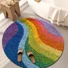 Nueva Alfombrilla Redonda de Terciopelo de Cristal con Animales Lindos, Alfombrilla Decorativa para Sala de Estar, Felpudo Absorbente para Baño, Alfombrilla Enfriadora para Vestidor