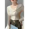 Camiseta base de punto de manga larga estilo francés para mujer, nuevo modelo otoño e invierno 2026, diseño elegante y juvenil, moda de nicho
