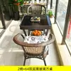 Mesa e Cadeira de Rattan para Exterior Conjunto de Três Peças Cadeira de Rattan para Pátio Mesa e Cadeira Pequenas para Varanda Mesa de Café para Lazer Combinação de Mesa e Cadeira Lazer ao Ar Livre