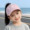 Gorra de Béisbol con Protección Solar para Niños, Se Puede Atar en una Cola de Caballo, Sombrero de Copa Abierta para Niñas, Gorro de Sol de Bebé a la Moda, Gorra con Visera de Protección Solar