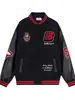 Chaqueta de Béisbol Patchwork Bloques de Color Estilo High Street Americano para Hombre Primavera/Otoño Marca de Tendencia Nacional Chaqueta Abrigo Holgada con Bordado de Letras