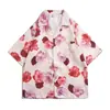 Camisa floral vintage de manga corta estilo Hong Kong, diseño tailandés hawaiano, camisa elegante y casual de corte holgado para hombres y mujeres