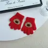 Lindos Guantes de Invierno Peludos Cálidos y Resistentes al Frío a Prueba de Viento para Estudiantes, Ciclismo, de Cinco Dedos, con Lazo, de Felpa y Tejidos para Mujeres