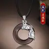 Collar con Colgante para Hombre Moderno Elegante Sencillo Versátil Obsidiana Hebilla de Seguridad Plata de Ley S925 Joyería para Mujer